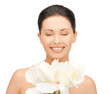 lovely woman with orchid flower