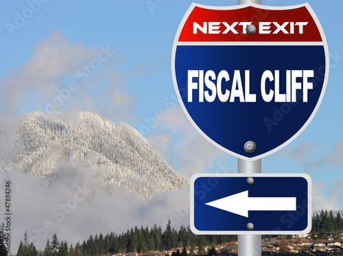 Photo: Fiscal cliff road sign Fiscal cliff road sign
