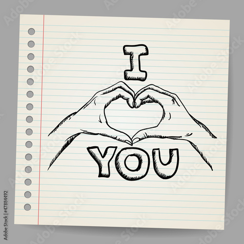 Vector: Hand-Drawn Valentine's Day Love You Hand-Drawn Valentine's Day Love You