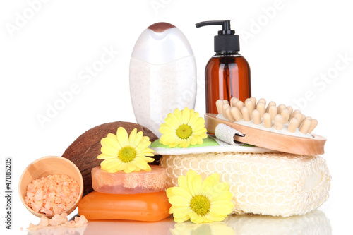 Photo: Set for care of a body isolated on white Set for care of a body isolated on white