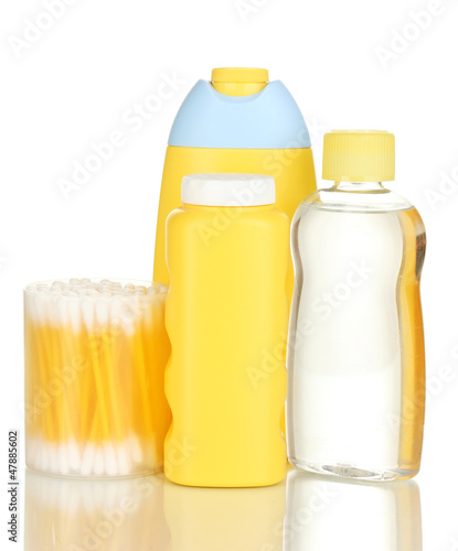 Photo: Baby cosmetics isolated on white Baby cosmetics isolated on white