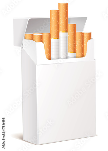 Illustration: Cigarette pack 3d. Isolated on white background Cigarette pack 3d. Isolated on white background