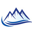 Mountains valley and road logo vector
