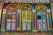 Colorful wall of a colonial house in Little India, Singapore