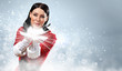 Portrait of girl wearing santa claus clothes
