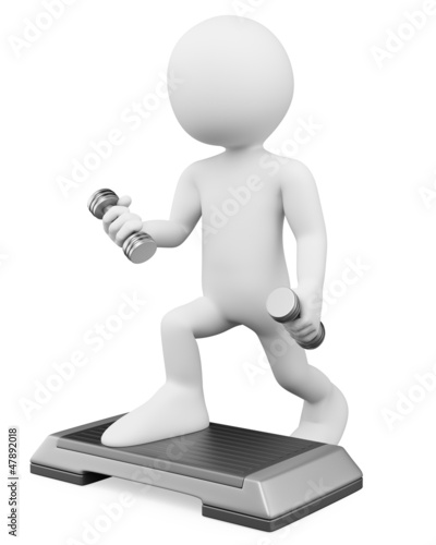 Illustration: 3D white people. Aerobic 3D white people. Aerobic