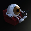 big eye ball watching television from the couch