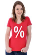 Junge Frau im Sale-Shirt