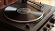 Human hand turns off a turntable