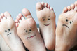 Close up of human soles with smiles