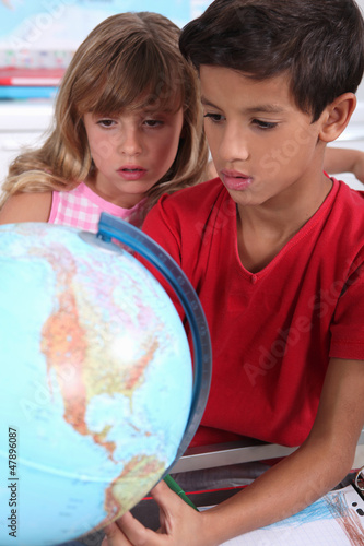 Photo: Two children in classroom Two children in classroom