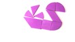 Geometrical figures move on screen and form pink heart