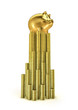 Gold piggy bank on coins