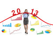 Woman with statistics curve