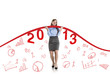 Woman with statistics curve