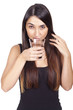 beautiful young woman drinking a glass of water