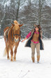 Photo: Woman with a Horse the Snow Woman with a Horse the Snow