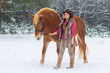 Photo: Woman with a Horse the Snow Woman with a Horse the Snow