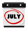 Illustration: July Word Wall Calendar Change Month Schedule July Word Wall Calendar Change Month Schedule