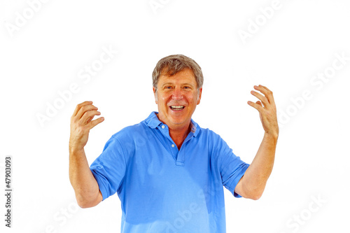 Photo: leisure friendly man greets with his hands leisure friendly man greets with his hands
