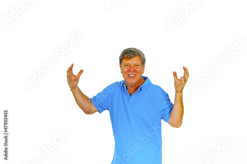Photo: leisure friendly man greets with his hands leisure friendly man greets with his hands