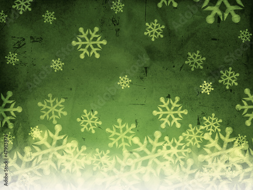 Illustration: abstract green background with snowfall. abstract green background with snowfall.
