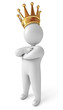 Illustration: Man with a crown on his head. White background. 3d render Man with a crown on his head. White background. 3d render