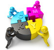 People connect part of the diagram. CMYK. 3d render