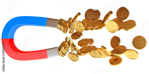 Illustration: Money magnet with dollar coins. Conceptual illustration Money magnet with dollar coins. Conceptual illustration