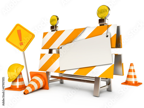 Illustration: Blank sheet. Traffic cones. Road sign. Construction Helmet Blank sheet. Traffic cones. Road sign. Construction Helmet
