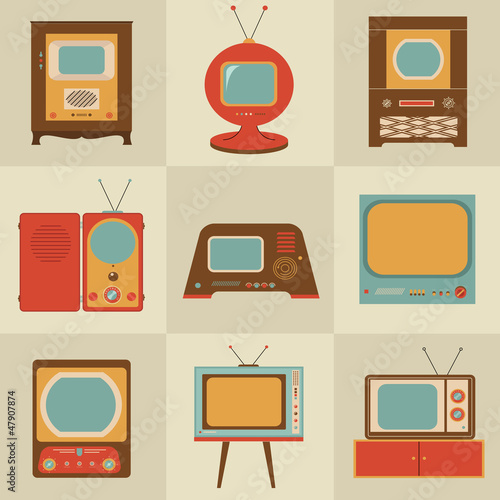 Vector: Retro vintage Tv set Retro vintage Tv set