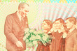 Close up of Turkish banknote. Ataturk with children