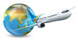 Vector: Earth globe and airplane Earth globe and airplane