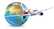 Vector: Earth globe and airplane Earth globe and airplane