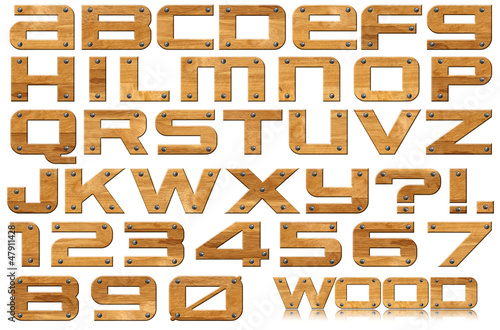 Illustration: Grunge Wooden Letters and Numbers Grunge Wooden Letters and Numbers