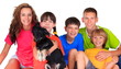 Sister ,brothers and dog pet