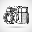 Vintage doodle camera, hand-drawn