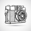 Vintage doodle camera, hand-drawn