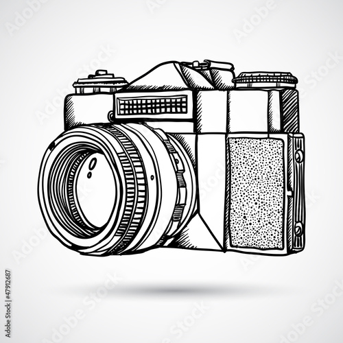 Vector: Vintage doodle camera, hand-drawn Vintage doodle camera, hand-drawn