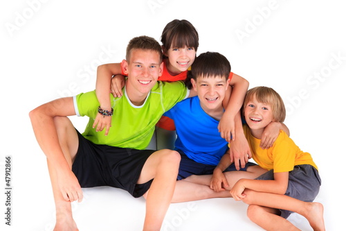 Photo: Happy sister with brothers Happy sister with brothers