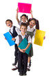 Smiling kids standing with folders