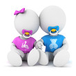 3d white people brother and sister