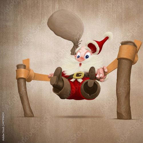 Illustration: Santa claus with elastic catapult Santa claus with elastic catapult