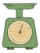 hand drawn, vector, sketch illustration of domestic weigh-scales