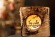Little Santa and Reindeer scene in a birch stump