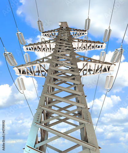 Illustration: Power Transmission Line. 3d render Power Transmission Line. 3d render