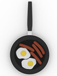 pan with sausage  and eggs