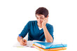 Young happy student carrying books