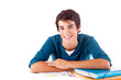 Young happy student carrying books