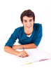 Young happy student carrying books